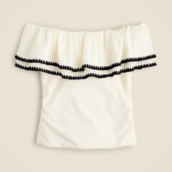 J.Crew Off-the-shoulder ruffle top in stretch cotton blend - Picture 4 of 5